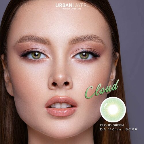 Цветные контактные линзы URBAN LAYER ru Cloud Green -1.25 / 14.0 / 8.6, 2 шт. фото, описание