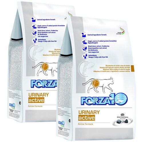 FORZA10 CAT URINARY ACTIVE для взрослых кошек при мочекаменной болезни (1,5 + 1,5 кг) фото, описание