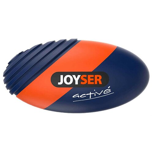 Игрушка JOYSER Active для собак Резиновый мяч регби с пищалкой M синий, 15 см фото, описание