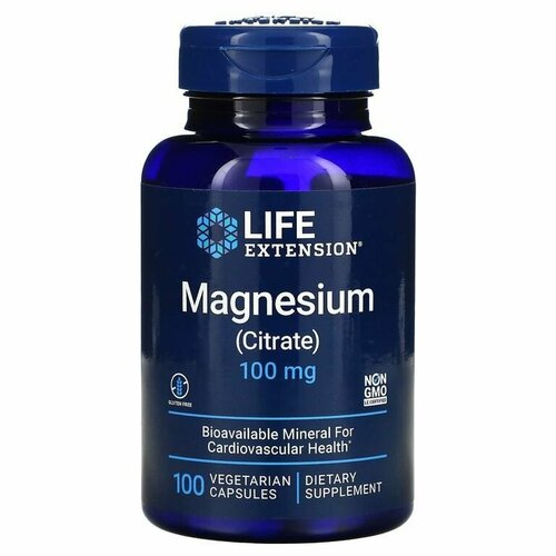 Магний, Life Extension Magnesium Citrate 100 мг 100 капсул фото, описание