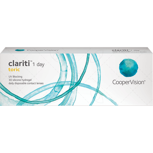 Контактные линзы CooperVision Clariti 1 day toric., 30 шт., R 8,6, D -4,5, CYL: -1,75, AХ: 80, ADD: +1.00 D, прозрачный, 1 уп. фото, описание