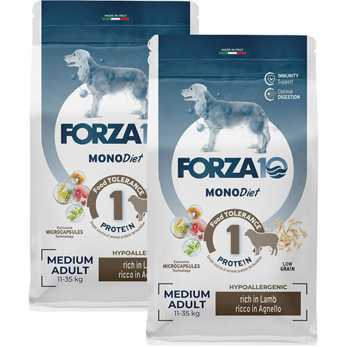 FORZA10 DOG MEDIUM MONODIET монобелковый для взрослых собак средних пород при аллергии с ягненком (1,5 + 1,5 кг) фото, описание