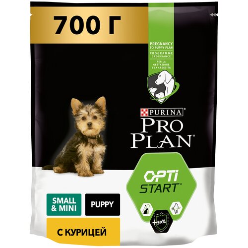 Сухой корм для щенков Pro Plan Optistart, курица 1 уп. х 2 шт. х 700 г (для мелких и карликовых пород) фото, описание