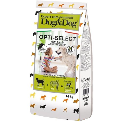 Сухой корм Dog&Dog Expert Premium Opti-Select для взрослых собак с ягненком 14 кг фото, описание