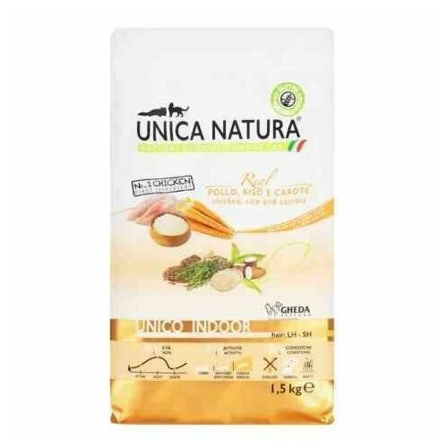 UNICA Indoor сухой корм для кошек с курицей, морковью и рисом 1,5 кг фото, описание