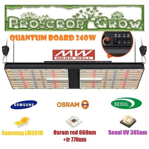 Premium Quantum board 240w Samsung LM301H NEW OSRAM V4 660nm+IR LG SEOUL UV 385nm ( Фитолампа для растений полного спектра, Квантум борд 240 ватт ) фото, описание