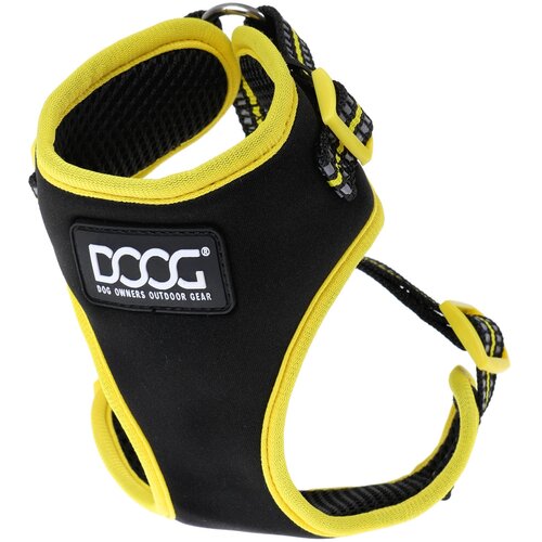 Шлейка DOOG Neoflex Soft Harness, обхват шеи 39-44  см, черный/желтый, XL фото, описание