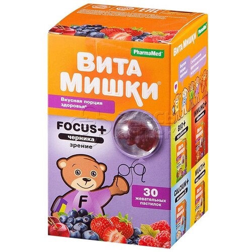 ВитаМишки Focus + черника, пастилки жевательные, 30 шт. фото, описание