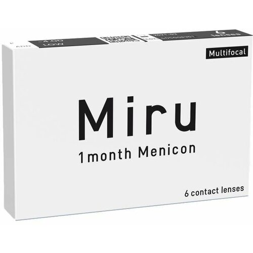 Контактные линзы Menicon Miru 1month Multifocal, 6 шт., R 8,6, D -1, ADD: низкая, прозрачный, 1 уп. фото, описание