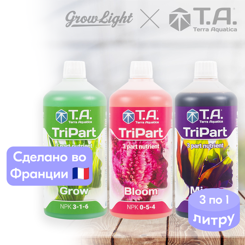 Комплект удобрений Terra Aquatica TriPart Grow + Bloom + MicroHW, 1 л фото, описание