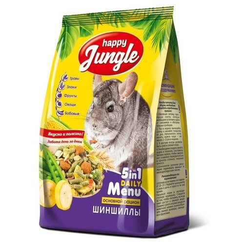 Корм для шиншилл Happy Jungle 5 in 1 Daily Menu Основной рацион , 400 г фото, описание