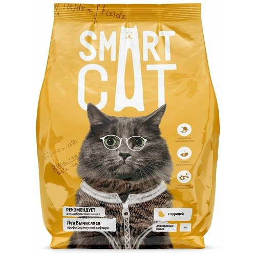 фото Сухой корм для кошек Smart Cat С курицей 5000 г, купить онлайн за 1812 рубл.