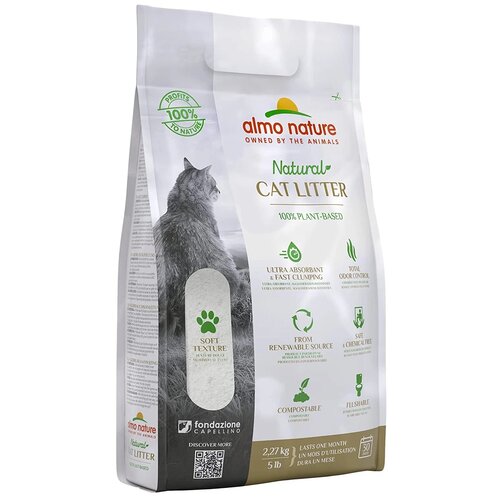 Комкующийся наполнитель Almo Nature Cat Litter 100% натуральный, 2.27кг, 1 шт. фото, описание