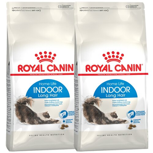 ROYAL CANIN INDOOR LONG HAIR для взрослых кошек живущих дома для вывода шерсти (10 + 10 кг) фото, описание