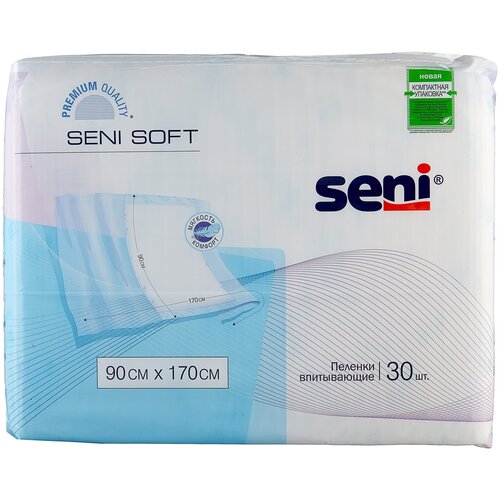 Пеленки Seni Soft впитывающие одноразовые медицинские 90 x 170 см, 30 шт. фото, описание