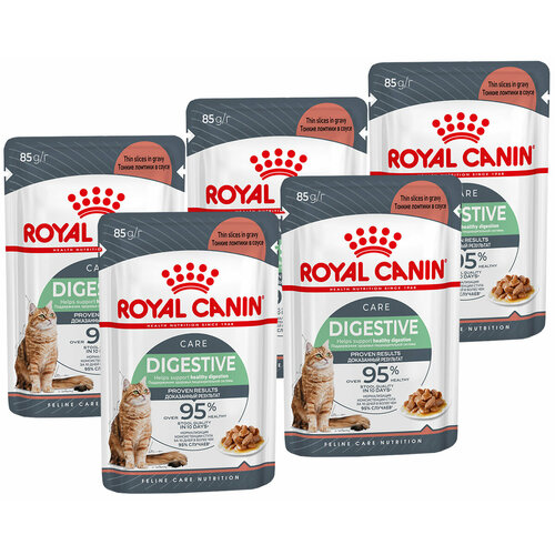 ROYAL CANIN DIGESTIVE CARE для взрослых кошек при аллергии в соусе пауч 85 гр 85 гр х 5 шт фото, описание