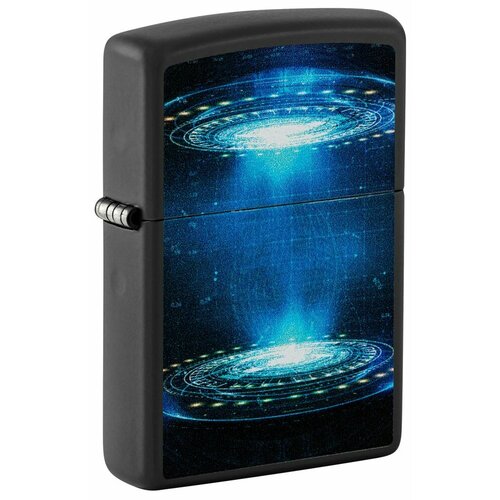 Зажигалка ZIPPO UFO Flame с покрытием Black Light, латунь/сталь, черная, матовая, 38x13x57 мм фото, описание