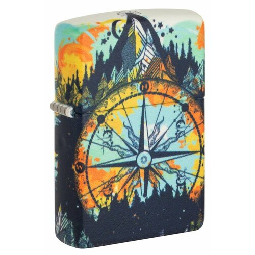 Зажигалка ZIPPO Compass с покрытием Glow In The Dark Green, латунь/сталь, разноцветная, 38x13x57 мм фото, описание