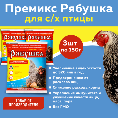 фото Комплект Премикс Рябушка для кур 0,5% 150г, 3 штуки, купить онлайн за 278 рубл.