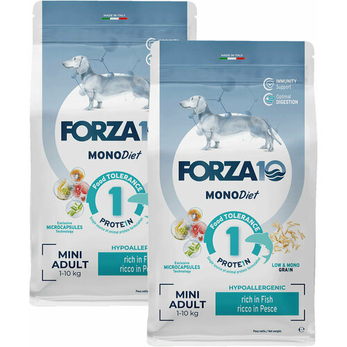 FORZA10 DOG MINI DIET монобелковый для взрослых собак маленьких пород при аллергии с рыбой (1,5 + 1,5 кг) фото, описание