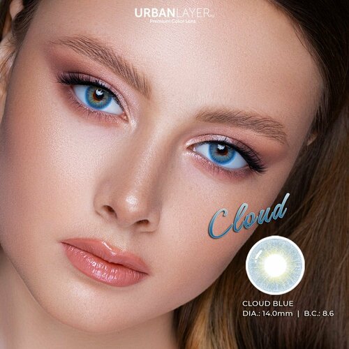 Цветные контактные линзы URBAN LAYER ru Cloud Blue -8.00 / 14.0 / 8.6, 2 шт. фото, описание