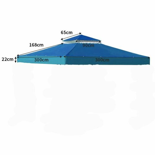 Наружный тент с двойным верхом 3х3м для беседки, синий фото, описание
