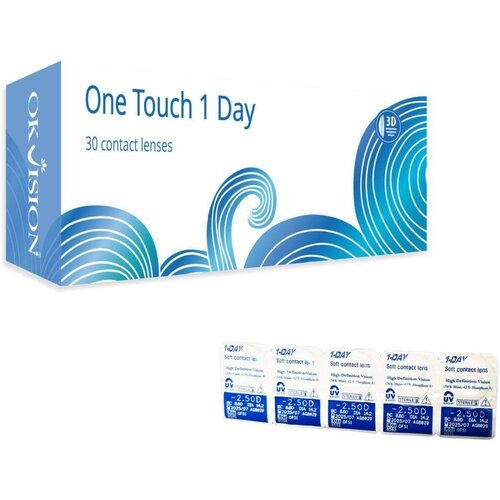 Контактные линзы OKVision One Touch 1 Day, 30 шт., R 8,6, D -5,5, 1 уп. фото, описание