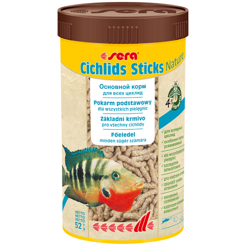 Сухой корм  для  рыб Sera Cichlids Sticks Nature, 250 мл, 52 г фото, описание