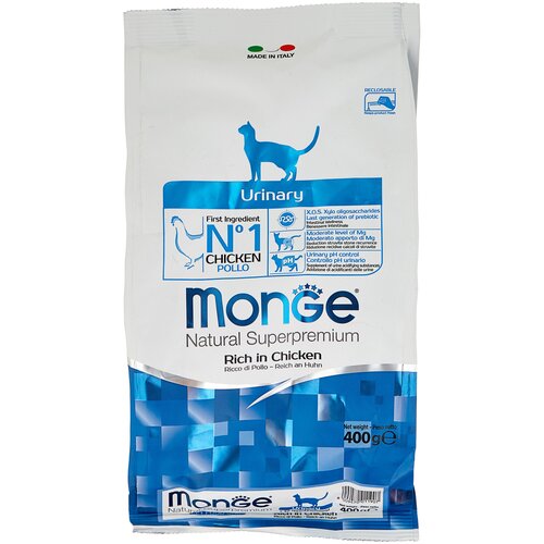 Сухой корм для кошек Monge Superpremium Cat Urinary, с курицей 400 г фото, описание