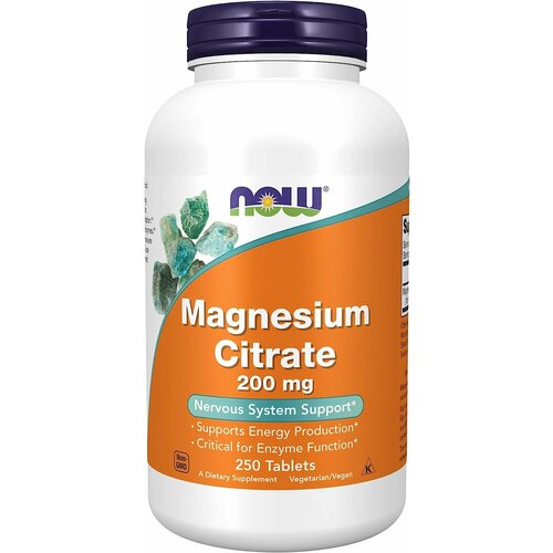 NOW Magnesium Citrate 200 мг 250 табл / Нау Магния Цитрат 200 мг 250 табл фото, описание