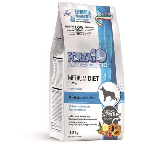 Сухой корм для собак Forza10 Diet, гипоаллергенный, рыба 1 уп. х 1 шт. х 12000 г (для средних пород) фото, описание