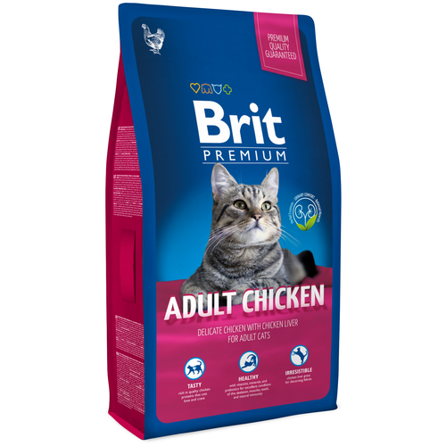 Сухой корм для кошек Brit Premium, для здоровья кожи и блеска шерсти, с курицей, с куриной печенью 8000 г (кусочки в соусе) фото, описание