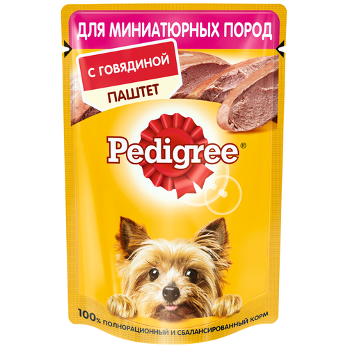 Влажный корм для собак Pedigree говядина 1 уп. х 28 шт. х 80 г (для мелких и карликовых пород) фото, описание