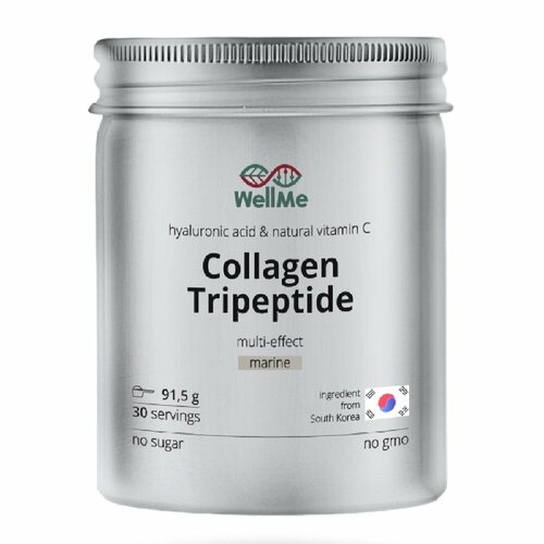 Коллаген морской трипептид с гиалуроновой кислотой и витамином С Collagen Tripeptide Multi-Effect WellМe, 30 порций фото, описание