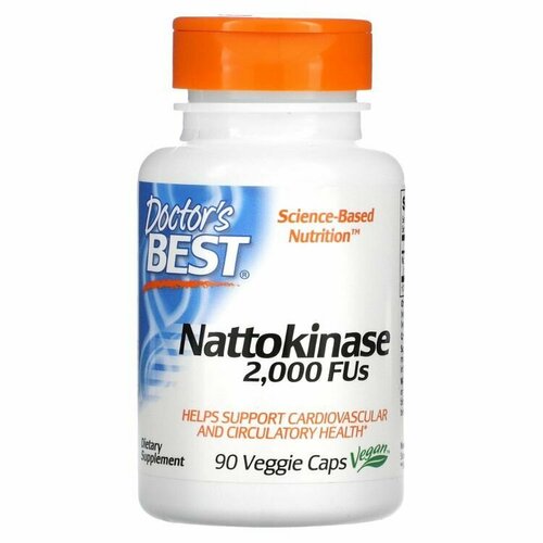 Doctor's Best, Nattokinase 2000 FUs, Наттокиназа, 2000 ед, 90 капсул фото, описание