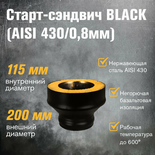 Старт-сэндвич BLACK (AISI 430/0,8мм) (115х200) фото, описание