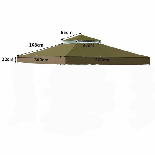 Наружный тент с двойным верхом 3х3м для беседки, темно-бежевый кофе фото, описание