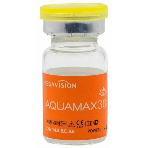 Контактные линзы Pegavision Aquamax 38, 1 шт., R 8,6, D -12, бесцветный, 1 уп. фото, описание