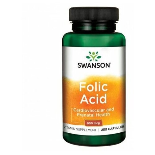 Фолиевая кислота / Folic Acid 800 мкг 250 капс / сердце / пмс / (Swanson) фото, описание