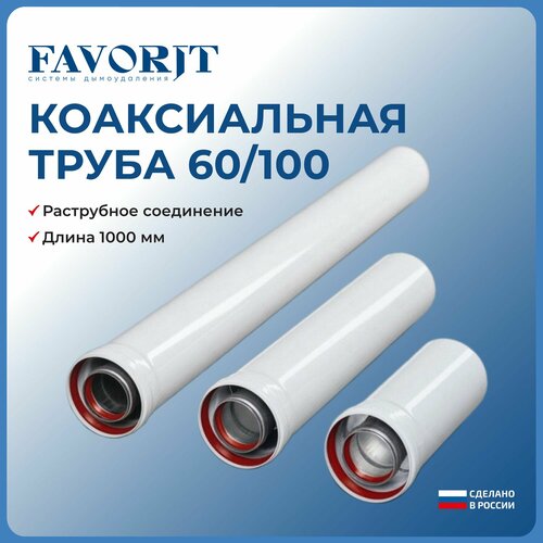 Коаксиальная труба Favorit 60/100-1000 мм фото, описание