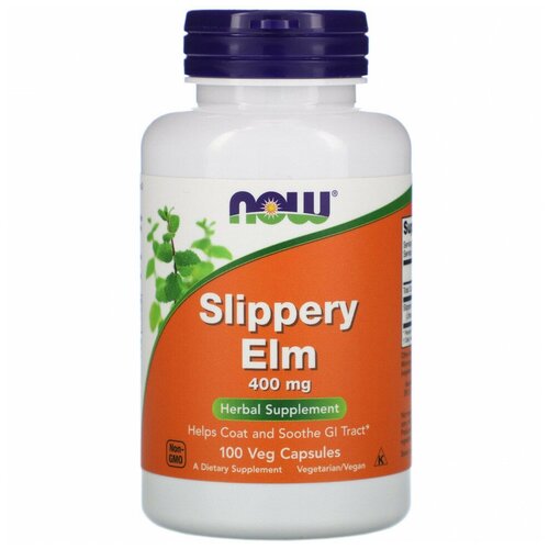 NOW Slippery Elm 400 mg - Скользкий вяз 100 вегетарианских капсул фото, описание