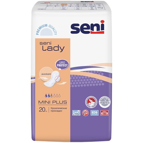 фото Прокладки урологические женские SENI LADY mini plus, 20 шт., купить онлайн за 450 рубл.