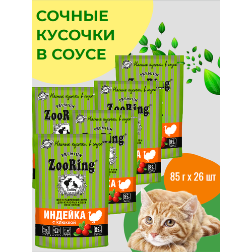 ZooRing сочные кусочки В соусе Индейка с клюквой 85 г x 26 шт фото, описание