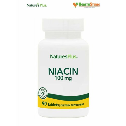 NaturesPlus Niacin 100мг 90 таблеток, ниацин витамин в3 100 мг, никотиновая кислота в таблетках, никотинамид США фото, описание