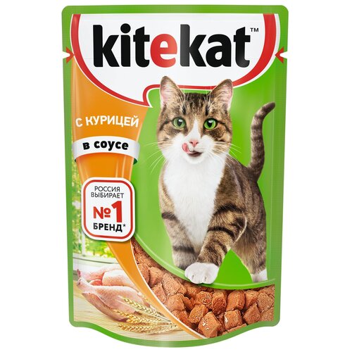 Влажный корм для кошек Kitekat курица 85 г (кусочки в соусе) фото, описание