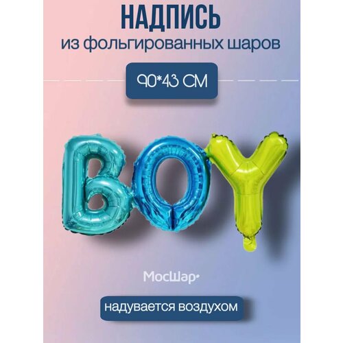 Набор фольгированных воздушных шаров буквы BOY разноцветные фото, описание