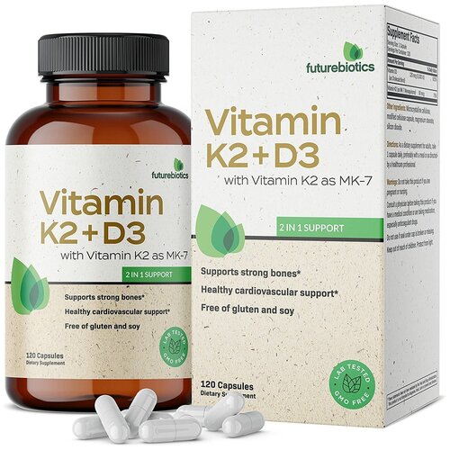 FutureBiotics, Vitamin K2 + D3 with Vitamin K2 as MK-7, 120 Capsules фото, описание