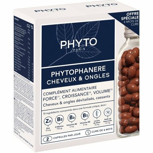 Пищевая добавка для укрепления волос и ногтей Phyto phanere, 120 капсул*2шт фото, описание