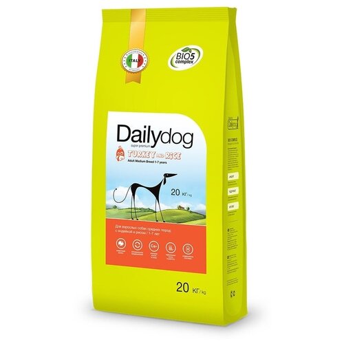 Сухой корм для собак DailyDog индейка, с рисом 1 уп. х 1 шт. х 20000 г (для средних и крупных пород) фото, описание