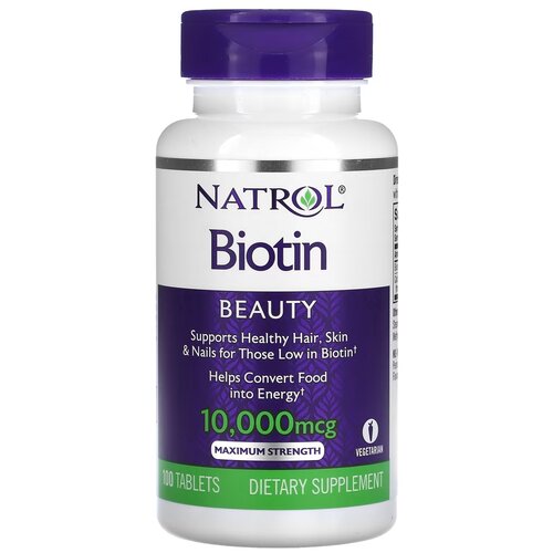 Таблетки Natrol Biotin 10000 мкг, 80 г, 10000 мкг, 100 шт. фото, описание